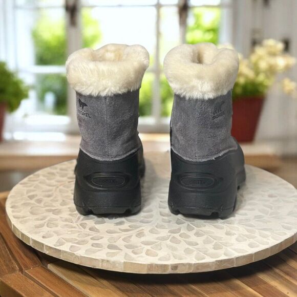 Sorel Snow Angel Insulated NL3482-052 Gray Black Winter Boots Faux Fur Women’s 7 - Picture 8 of 13